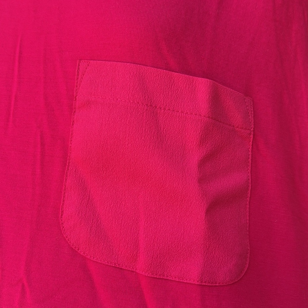Calvin Klein Hot Pink Super Soft Tee Cap Sleeve Shirt Blouse Top w Front Pocket - Picture 4 of 8